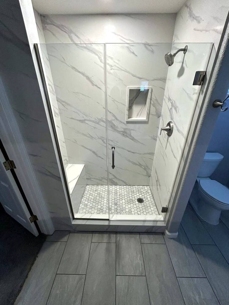 Marble walk-in shower