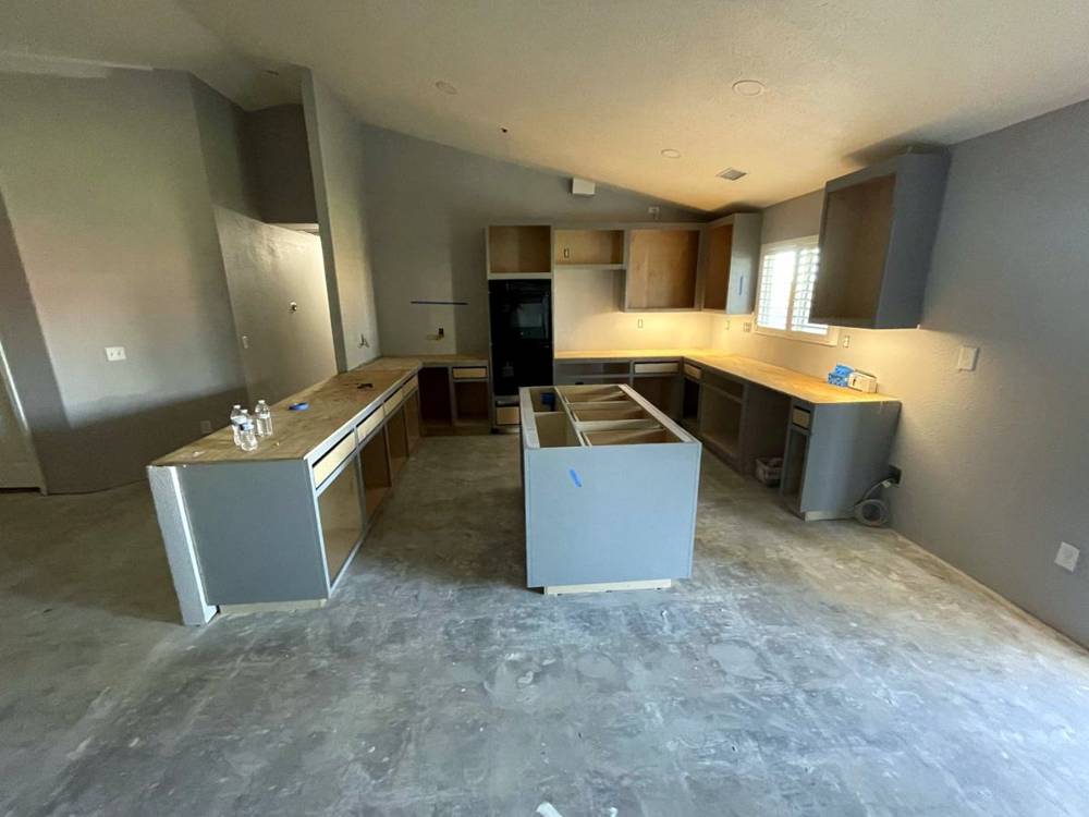 Cabinets going in